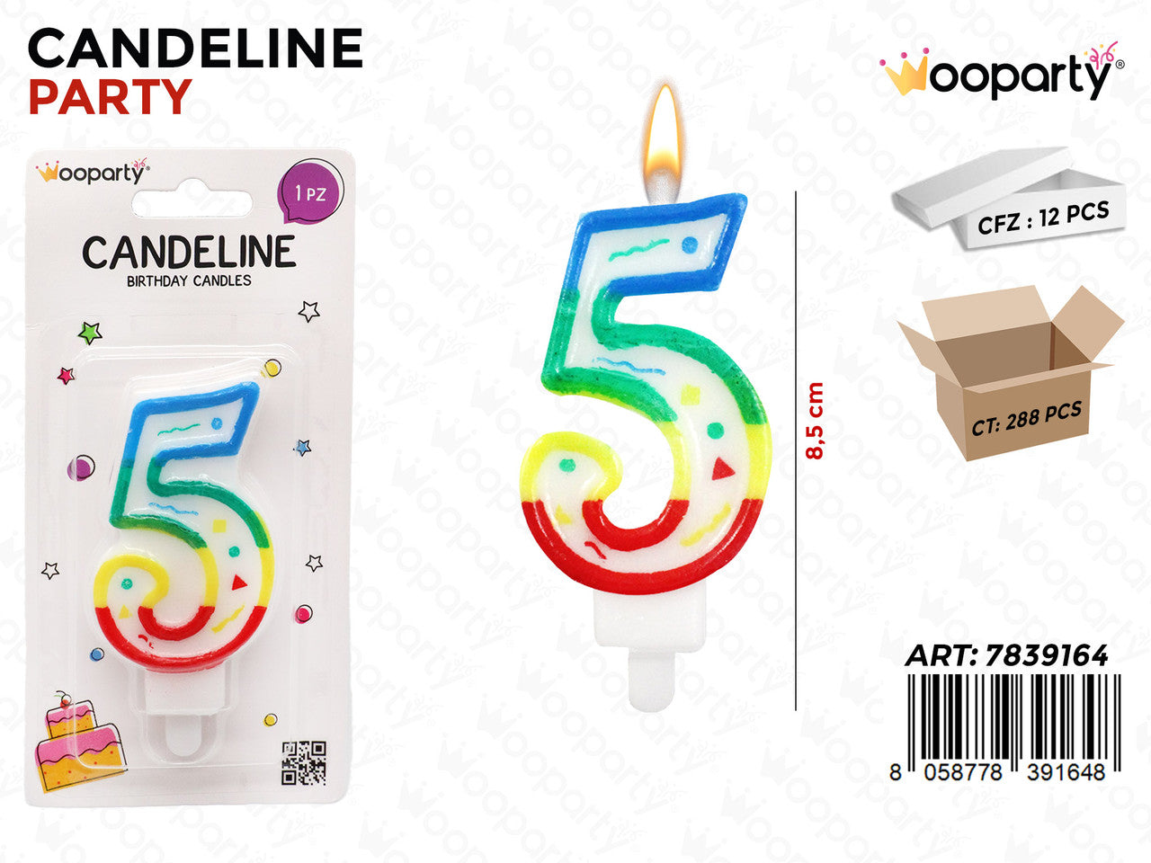 CANDELINE MULTICOLOR N.5 8.5CM