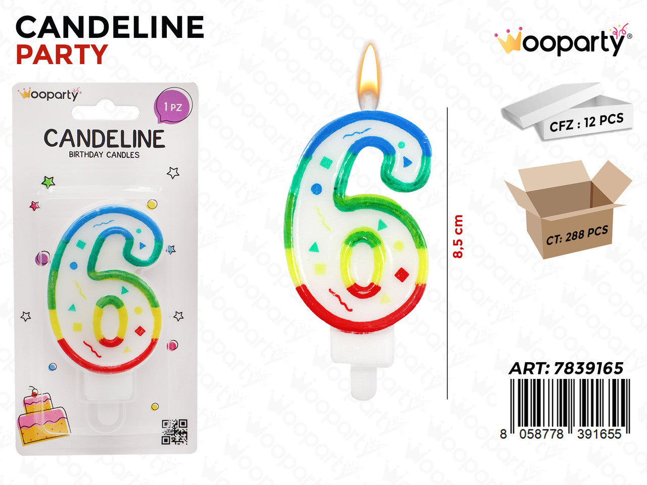 CANDELINE MULTICOLOR N.6 8.5CM
