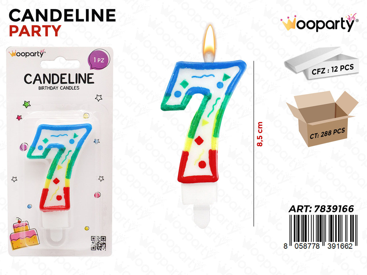 CANDELINE MULTICOLOR N.7 8.5CM