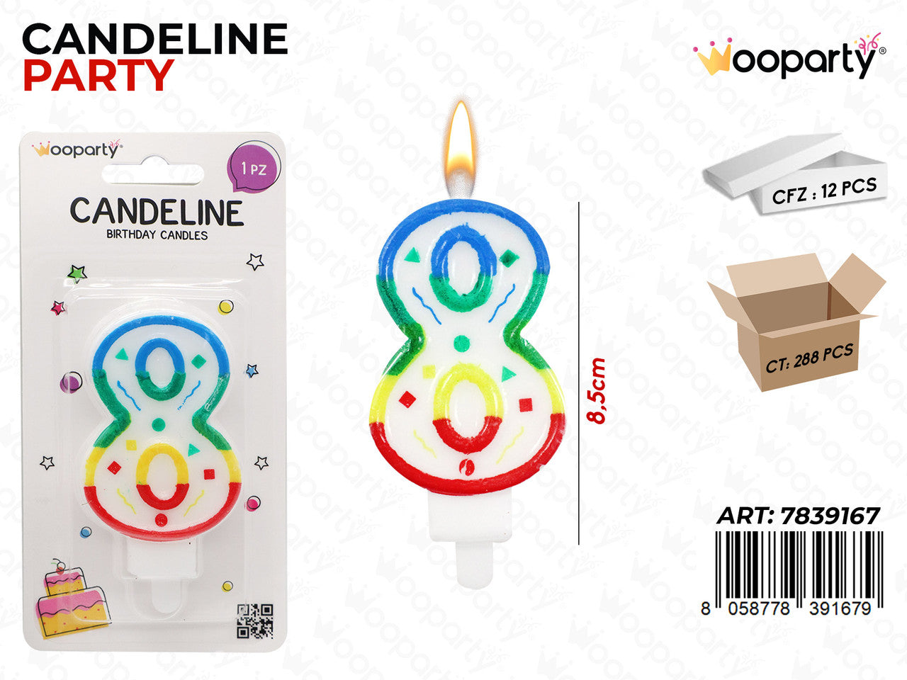 CANDELINE MULTICOLOR N.8 8.5CM