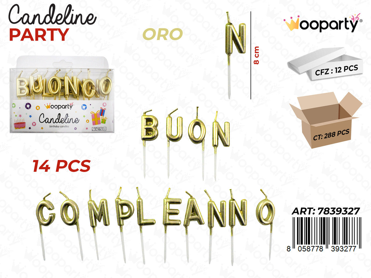CANDELINE B. COMPLEANNO ORO 14PCS 8CM