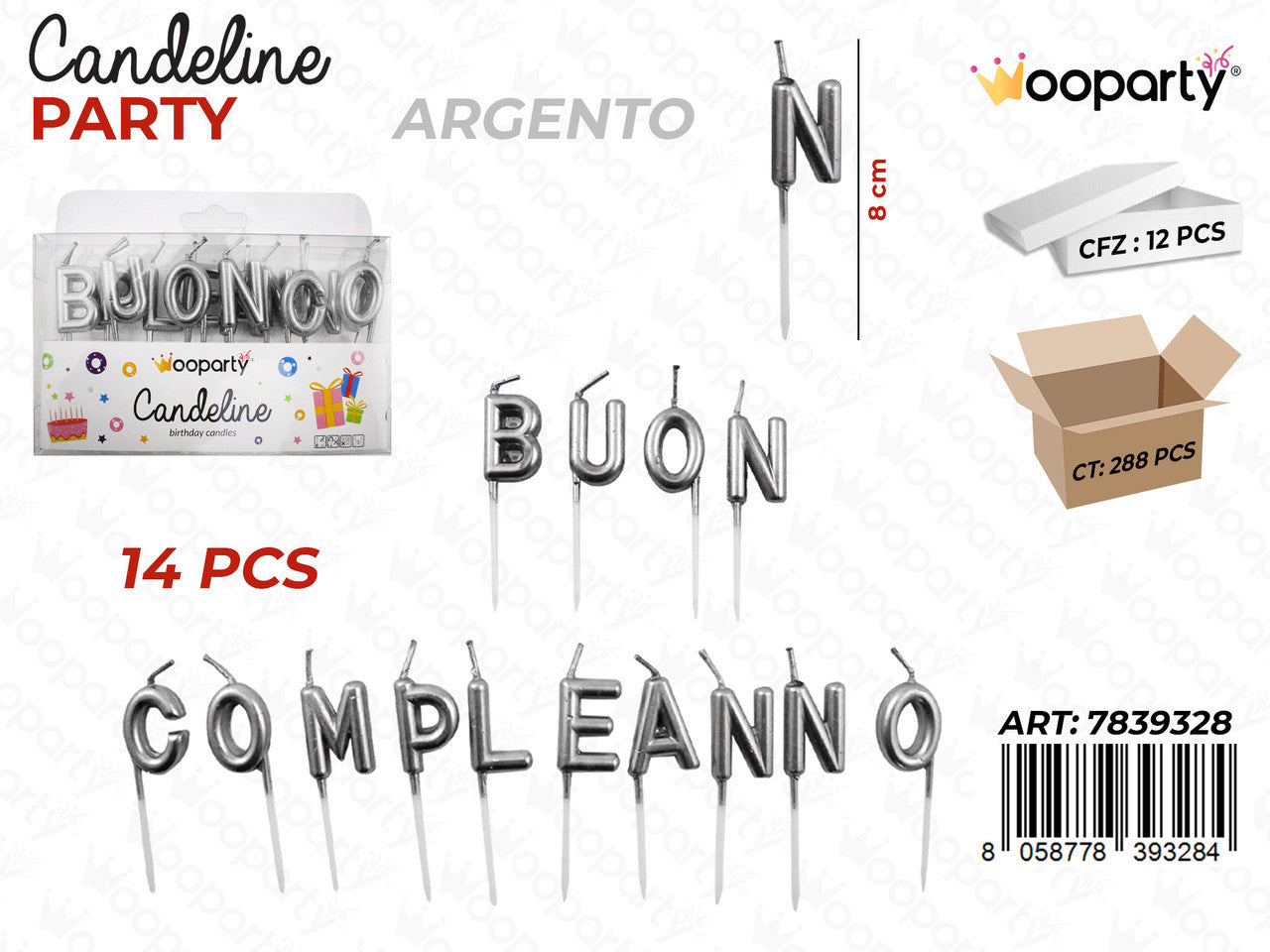 CANDELINE B. COMPLEANNO ARG. 14PCS 8CM