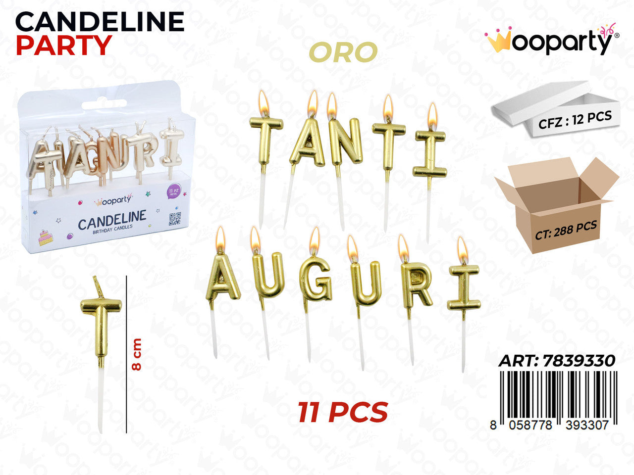 CANDELINE TANTI AUGURI ORO 11PCS 8CM