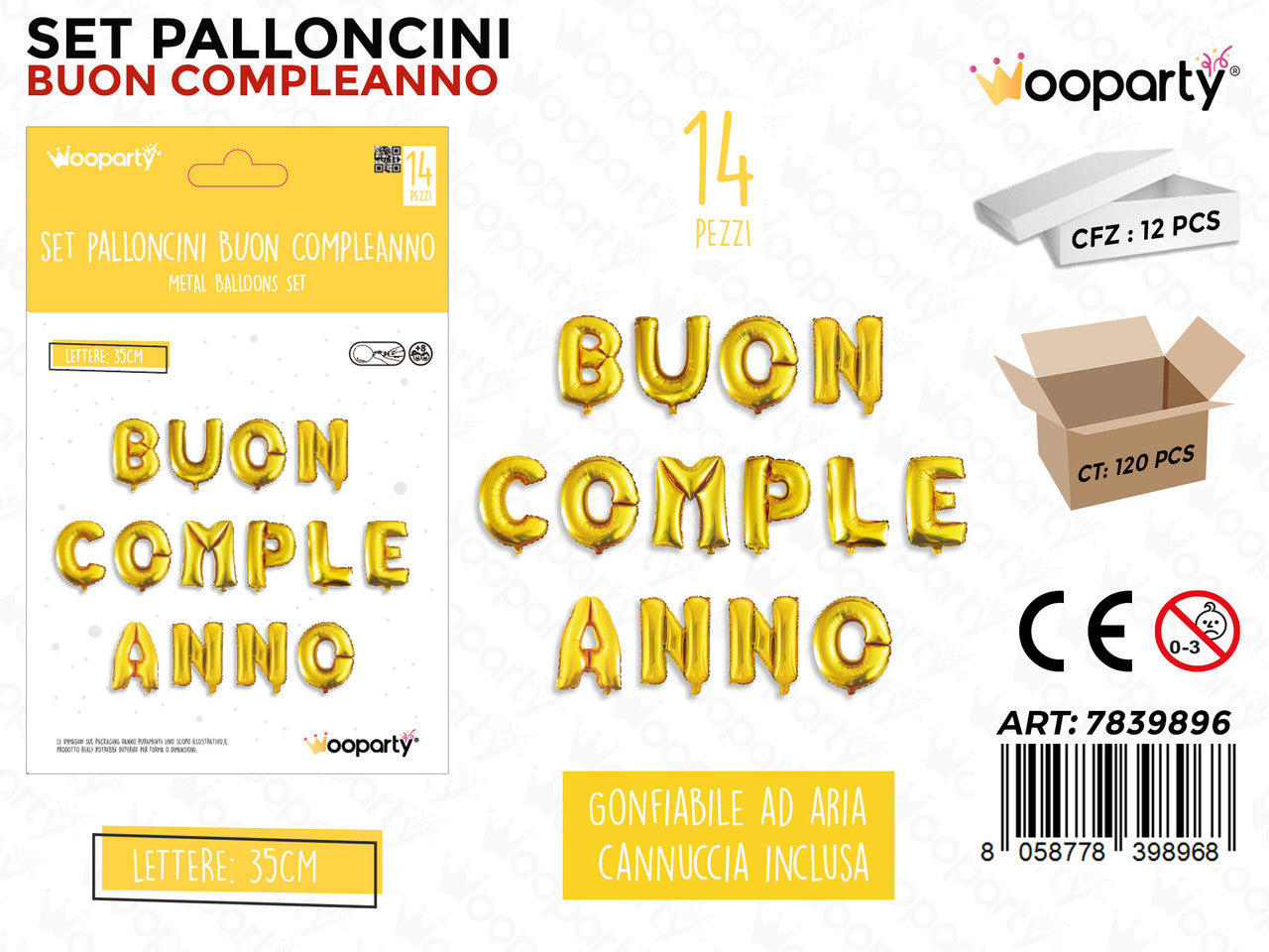 PALLONCINI BUON COMPL. METAL.ORO 35CM