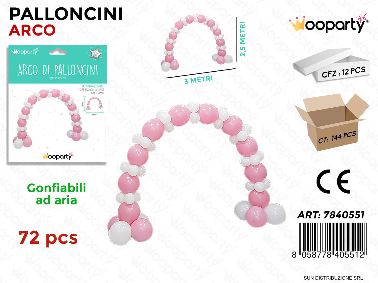ARCO DI PALLONCINI ROSA 72 PCS 3*2.5MT