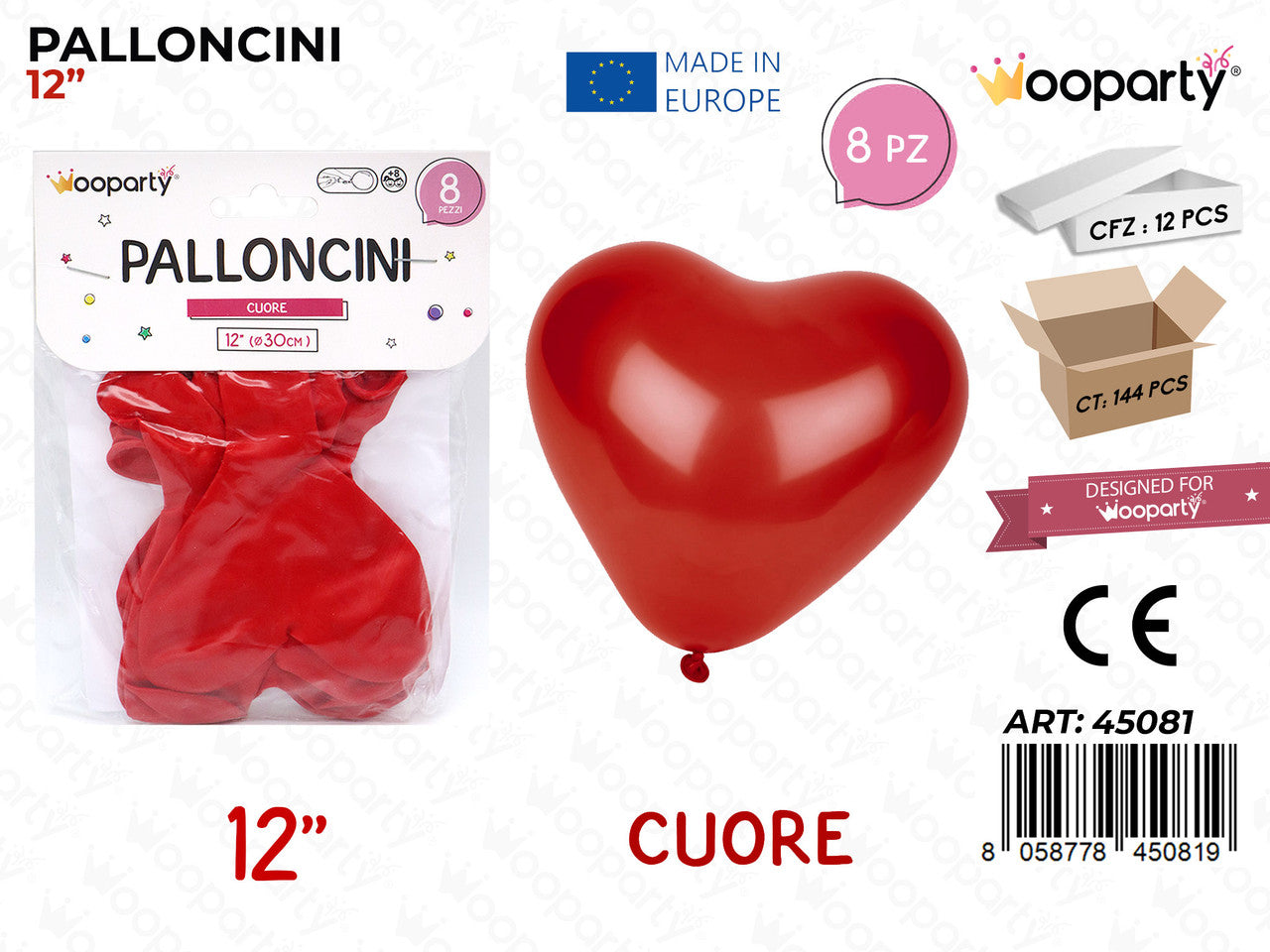 /PALLONCINI ROSSO CUORE 12 8PCS