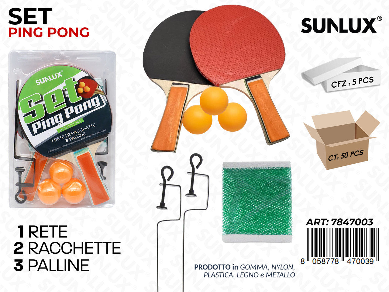 SET DA PING PONG6PCS ASS.