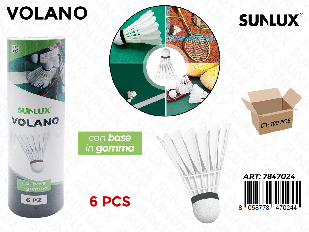 SUNLUX VOLANI IN GOMMA 6PCS