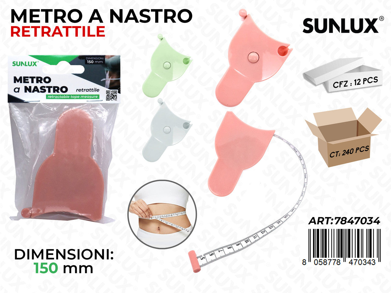 SUNLUX METRO A NASTRO RETRATT. 150MM ASS.