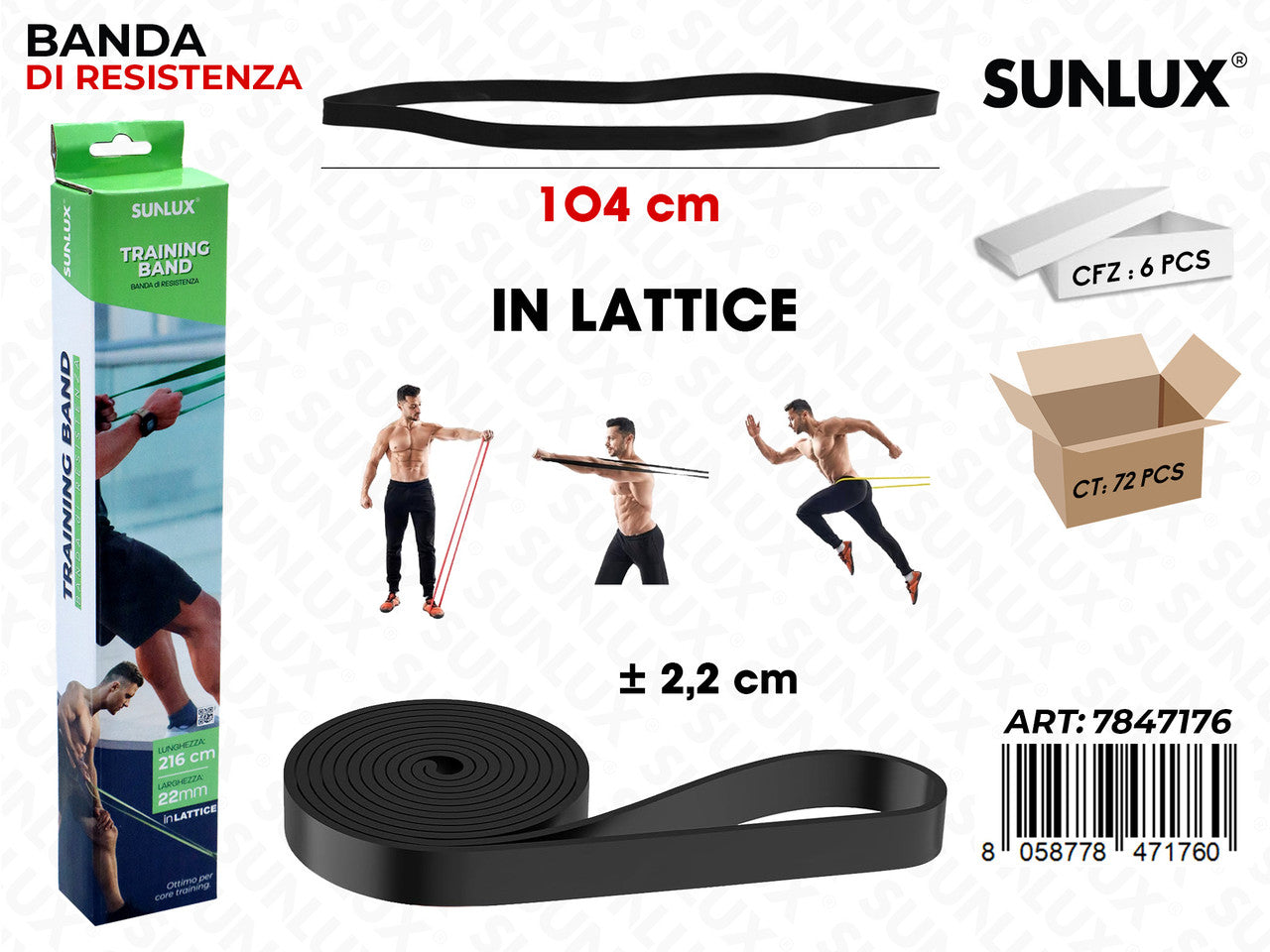 SUNLUX BANDA DI RESISTENZA NERO 2.2*104CM