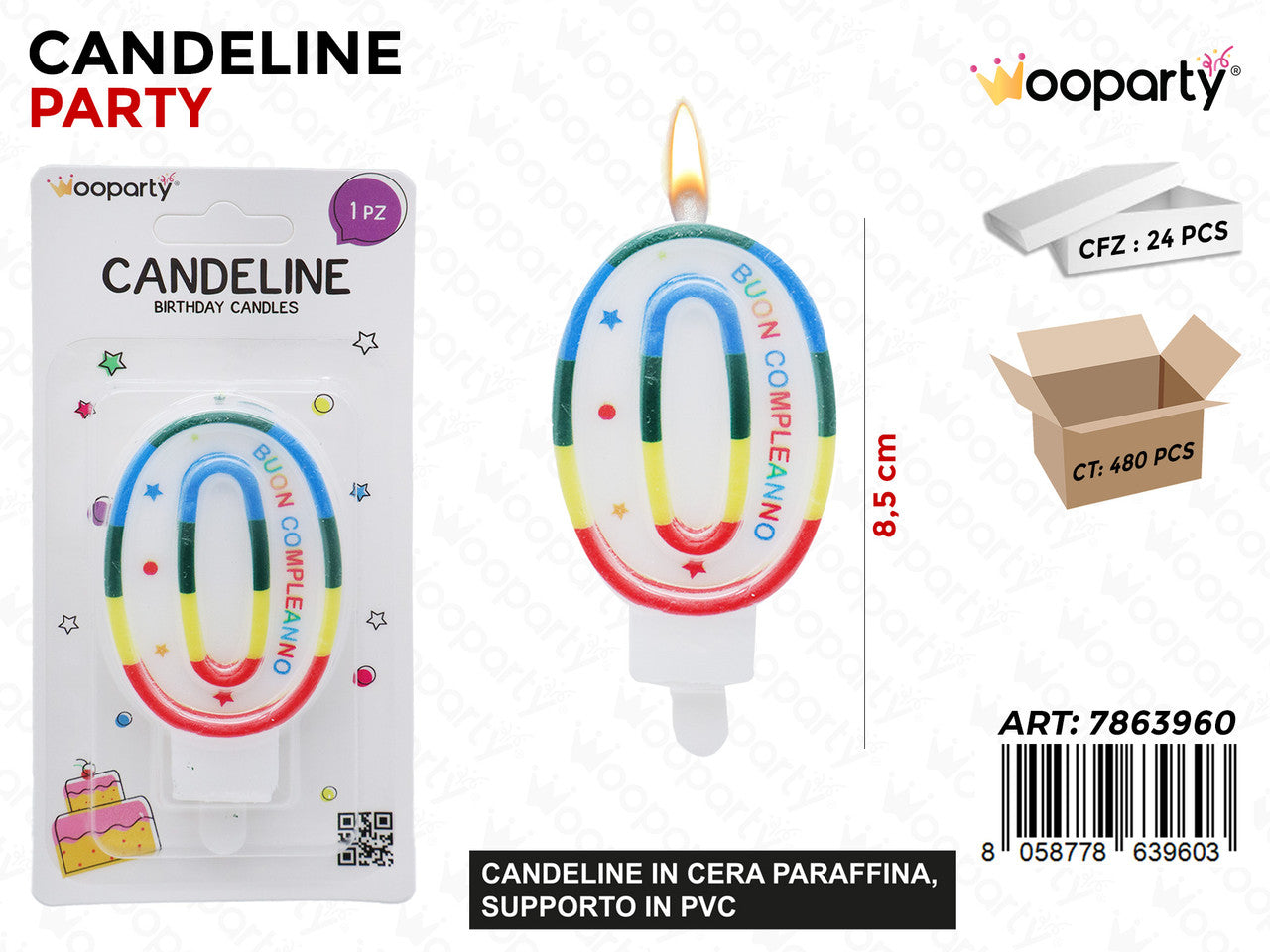 WOOPARTY CANDELINE N.0 B. COMPL. 8.5CM