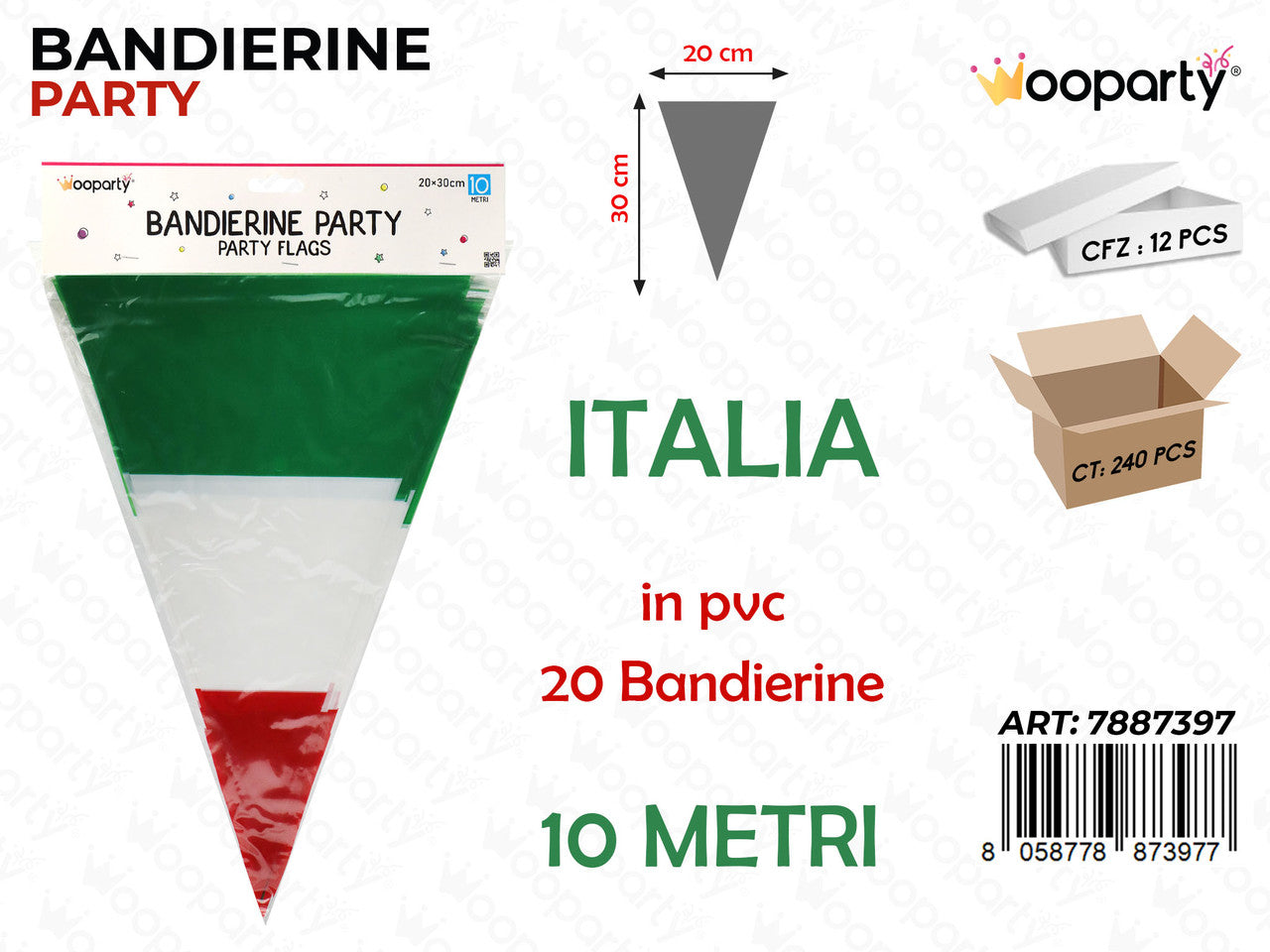 WOOPARTY BANDIERINE PARTY ITALIA 20*30CM*10MT