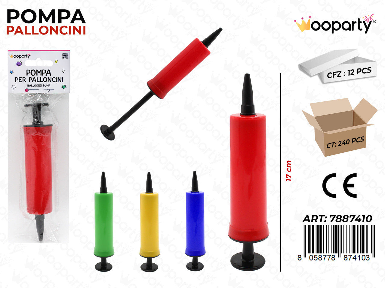 POMPA PER PALLONCINI COLORI ASS. 17 CM