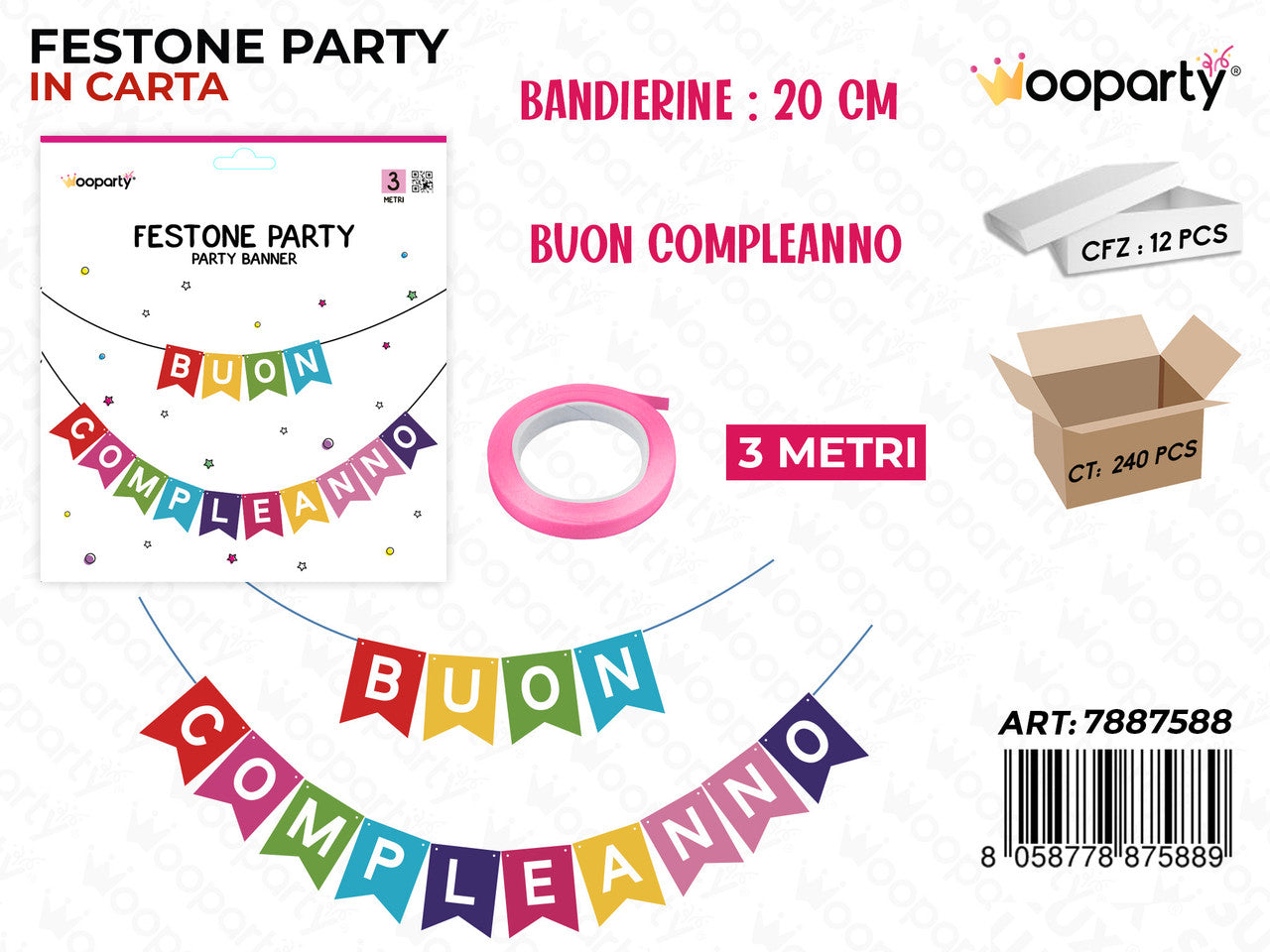 FESTONE PARTY B. COMPLEANNO 20CM*3MT