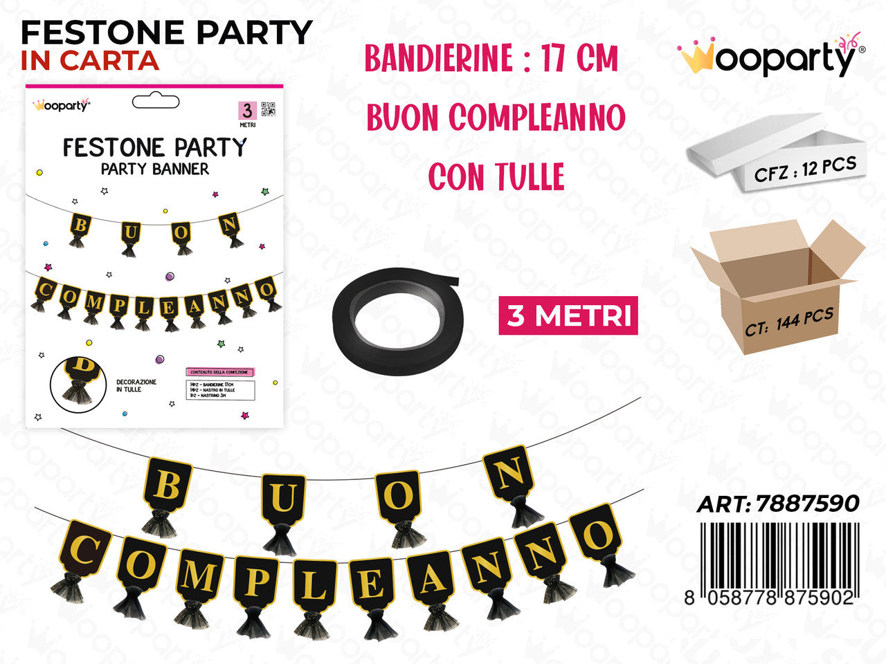 FESTONE PARTY B. COMPLEANNO 17CM*3MT