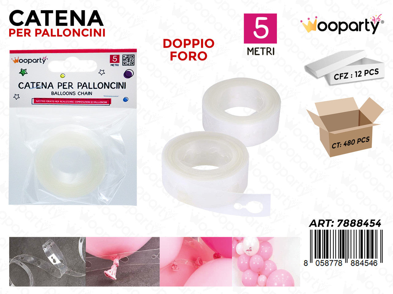 CATENA PER PALLONCINI DOPPIO FORO 5MT