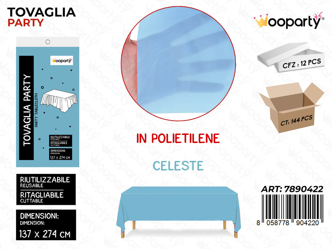 WOOPARTY TOVAGLIA RIUT. CELESTE137*274CM