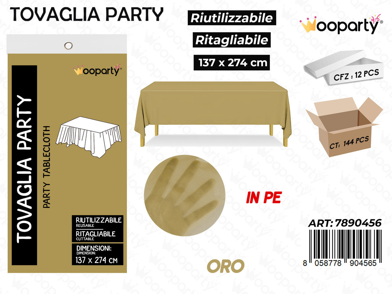 WOOPARTY TOVAGLIA PARTY ORO 137*274CM