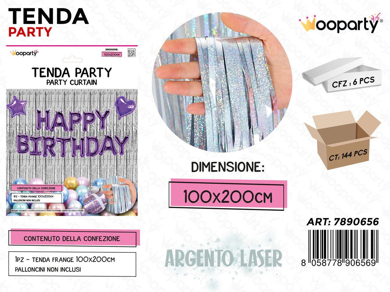 TENDA PARTY ARGENTO LASER 100*200CM