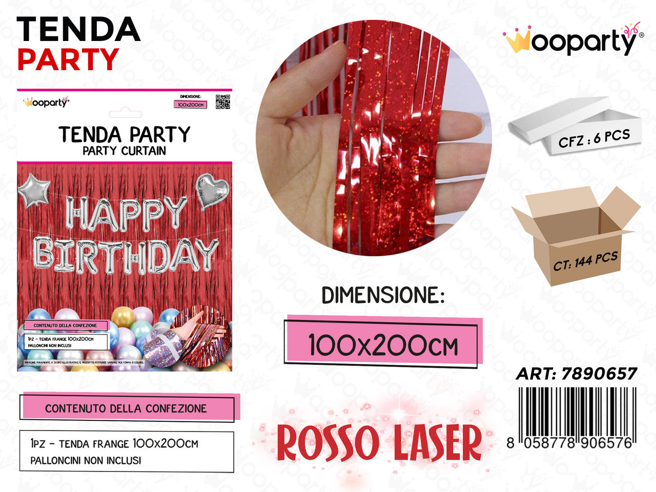 TENDA PARTY ROSSO LASER 100*200CM