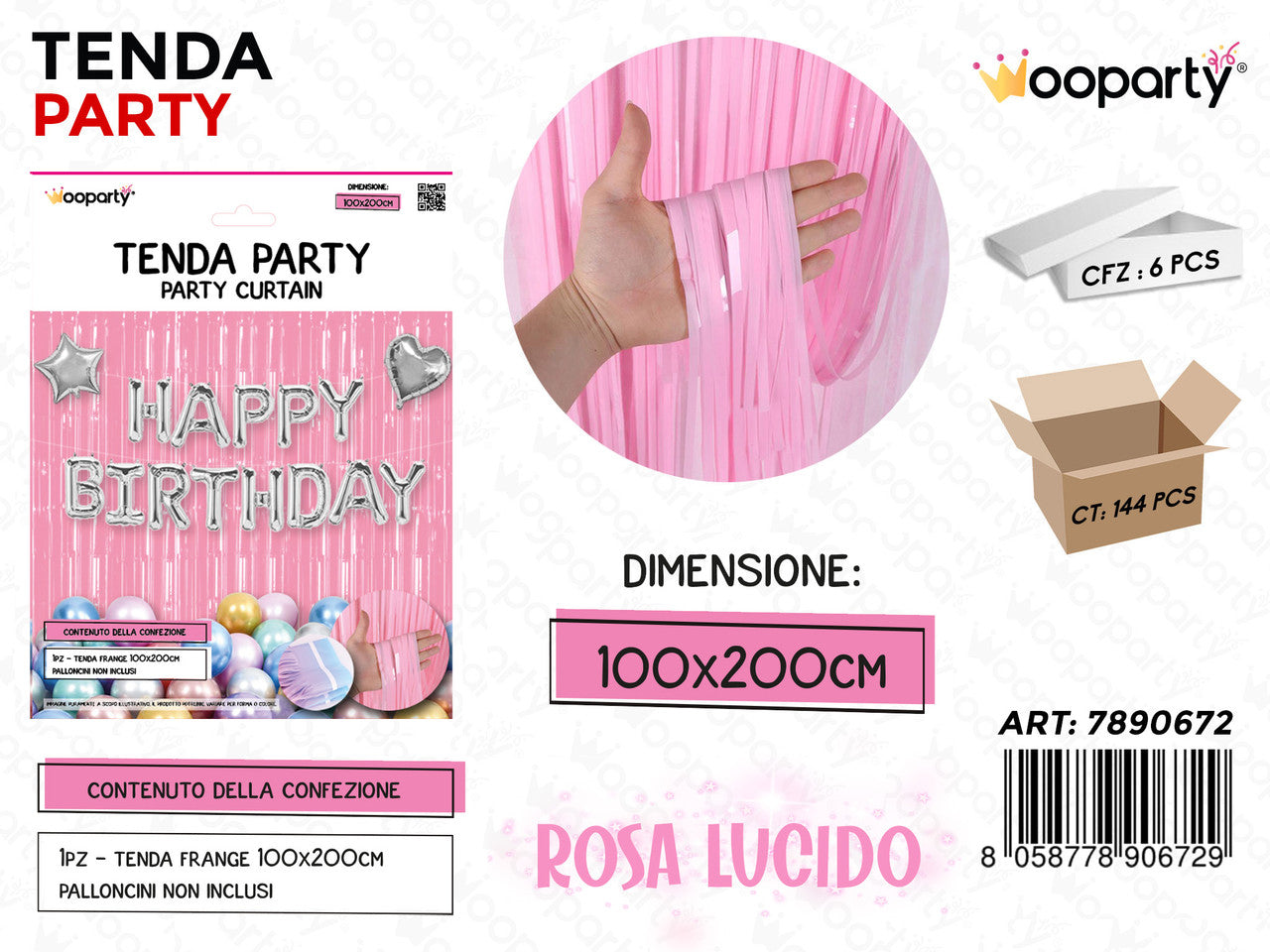 TENDA PARTY ROSA LUCIDO 100*200CM