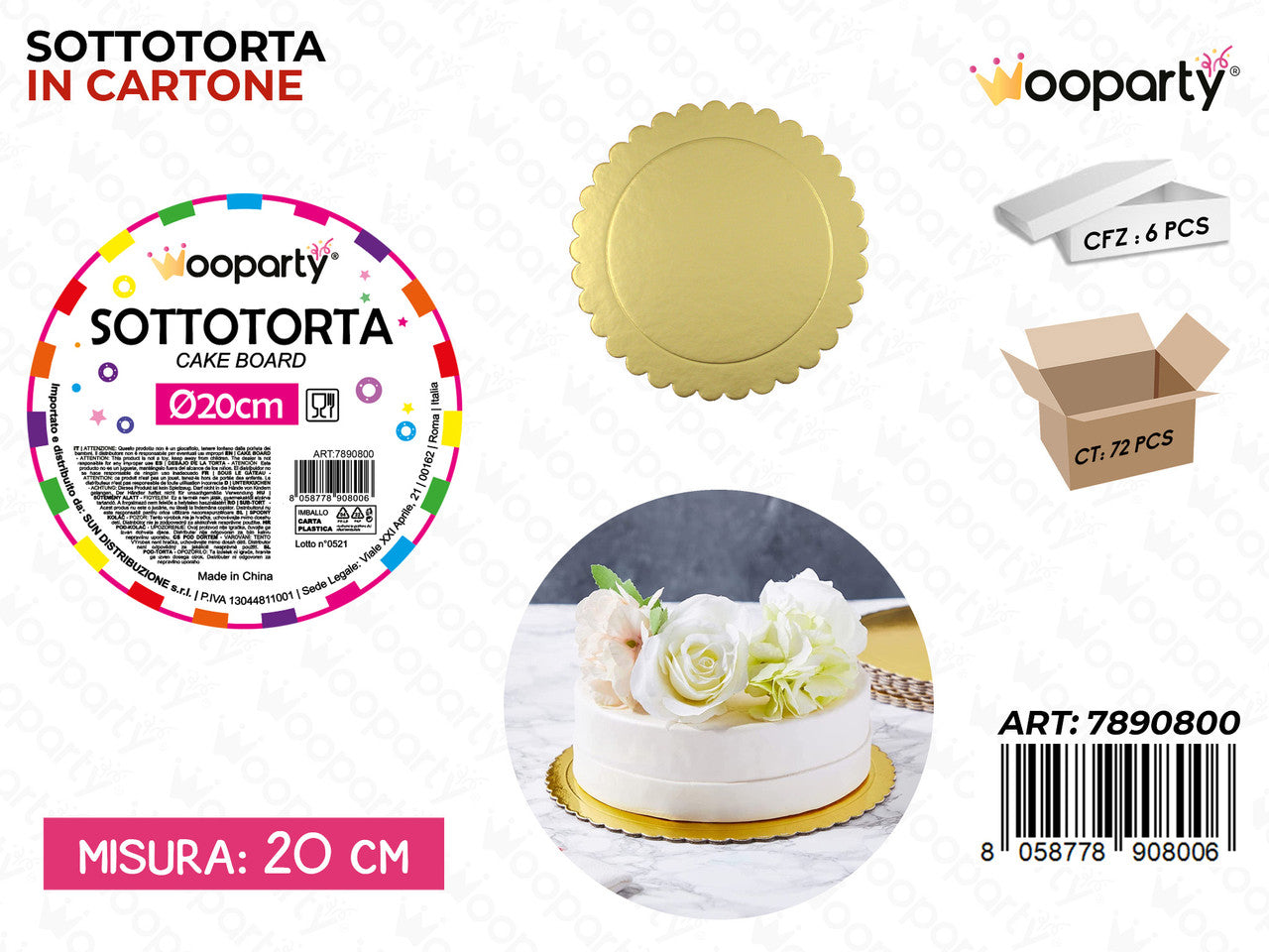 SOTTO TORTA IN CARTONE ORO D.20CM