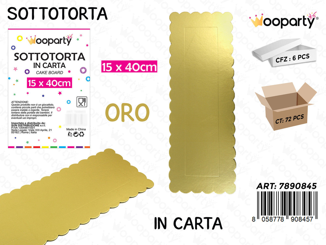 SOTTOTORTA IN CARTA ORO RETT. 15*40CM