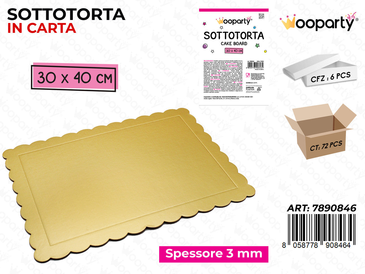 SOTTOTORTA IN CARTA ORO RETT. 30*40CM