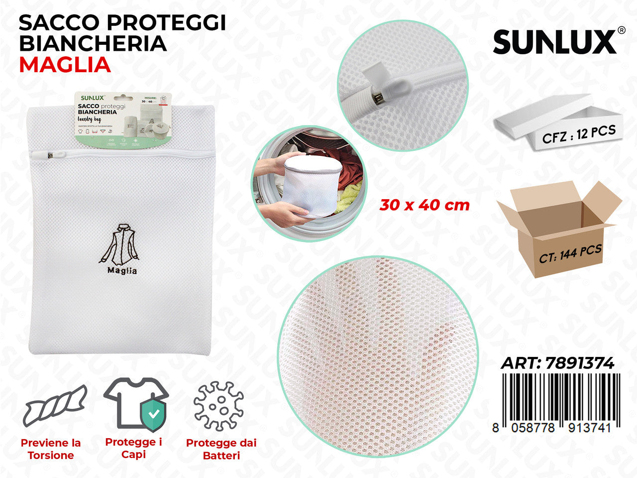 SACCO PROTEGGI BIANCHERIA MAGLIA 30*40CM