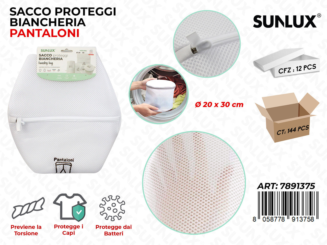 SACCO PROTEGGI BIANCHERIA PANTALONI 20*30CM