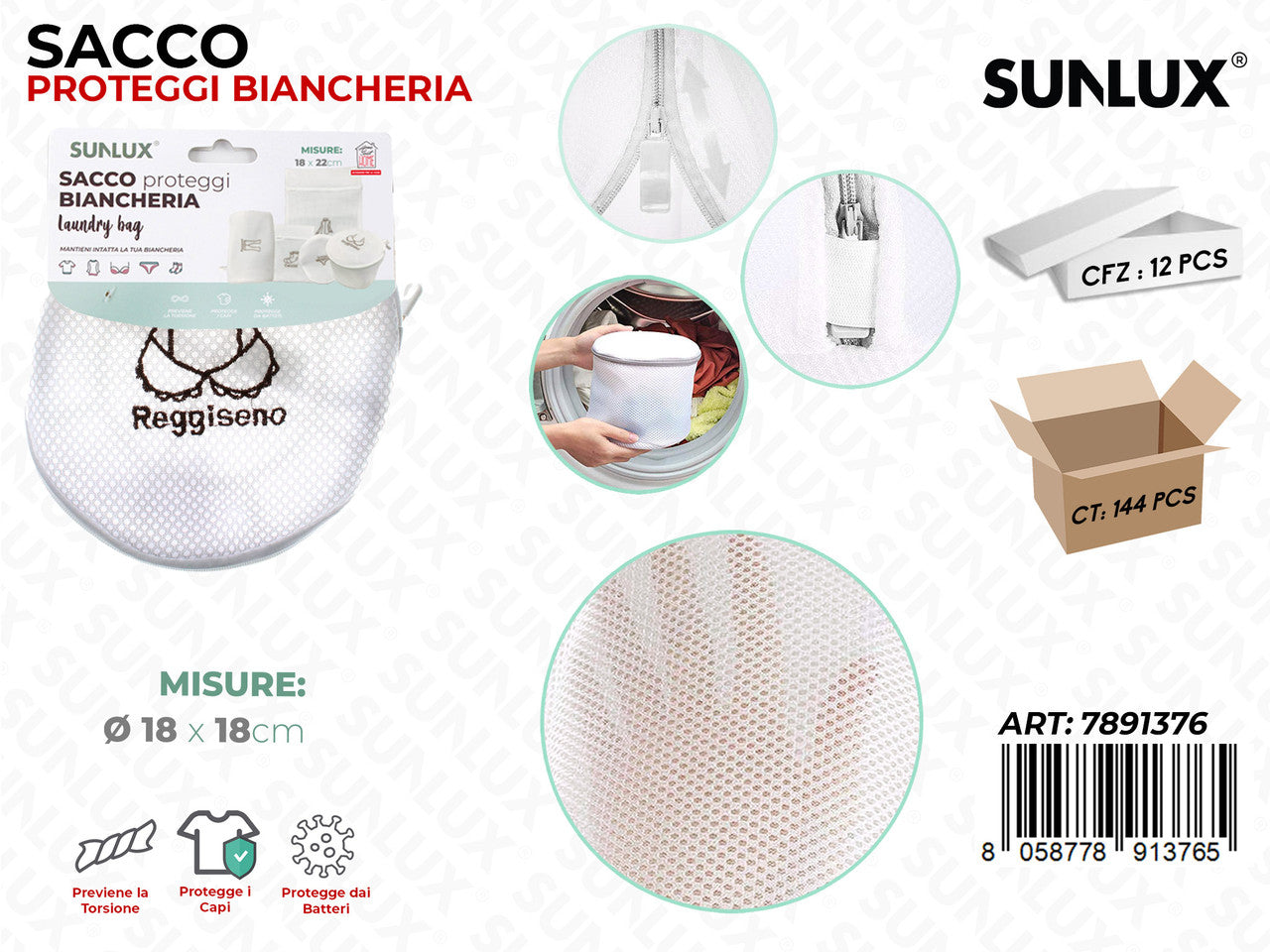 SACCO PROTEGGI BIANCHERIA D.18*18CM