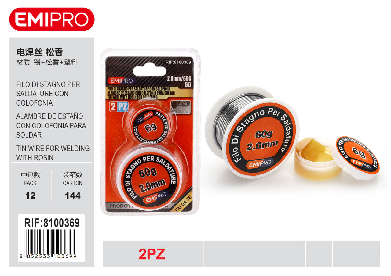 Emi FILO DI STAGNO PER SALDATURE CON COLOFONIA 2.0MM 6G
