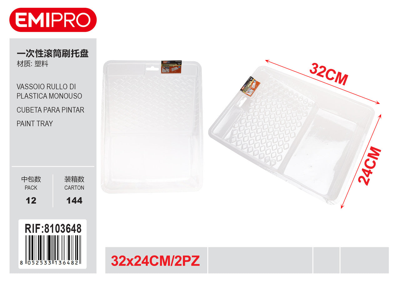 Emi VASSOIO RULLO DI PLASTICA MONOUSO 32*24CM 2PZ