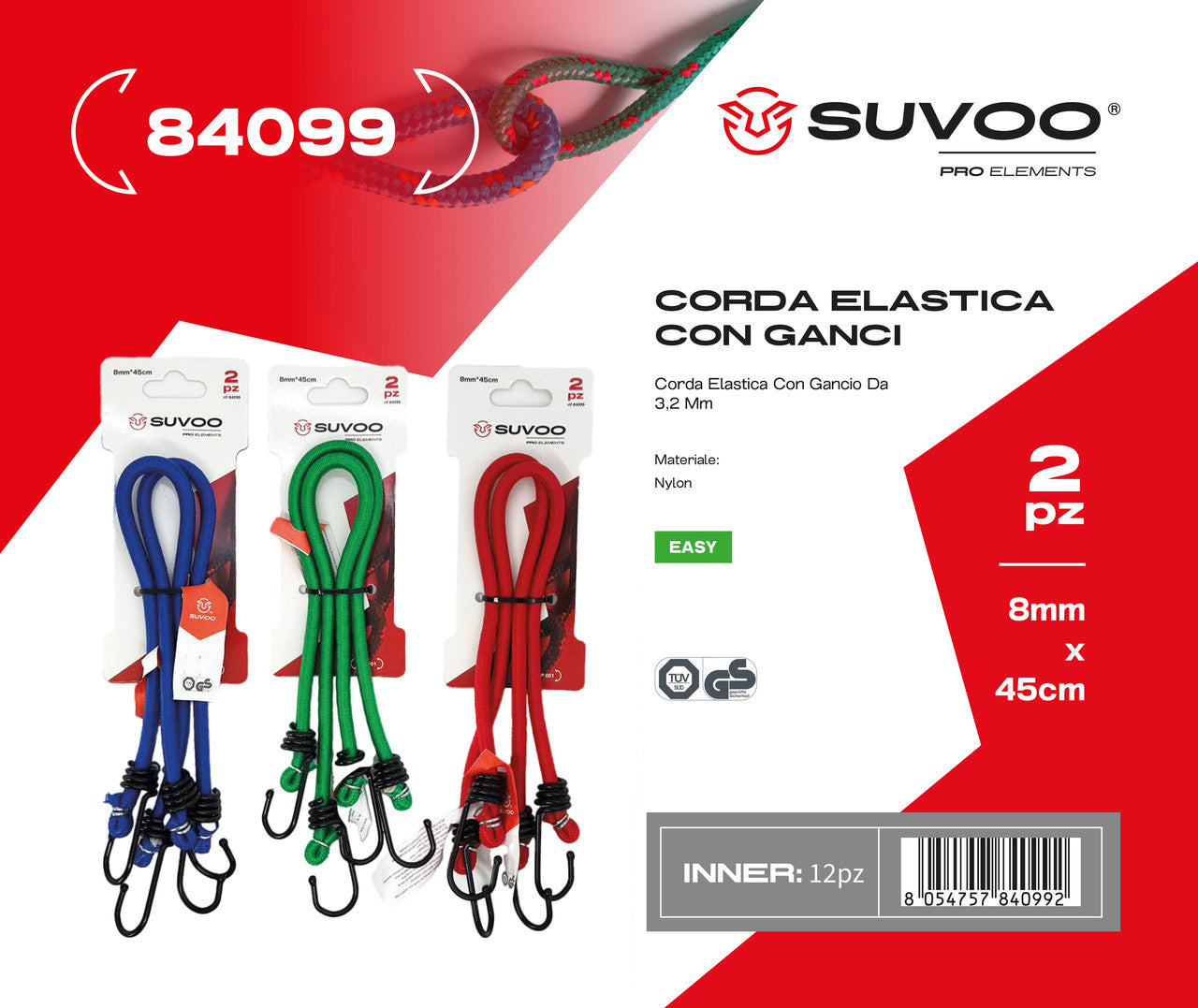 CORDA ELASTICA CON GANCI