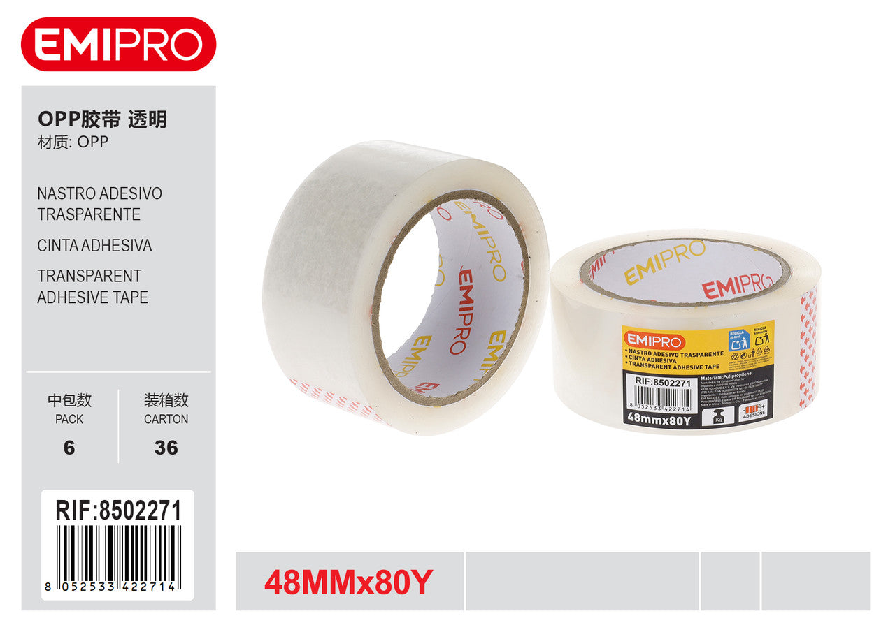 Emi NASTRO ADESIVO TRASPARENTE 48MM*80Y