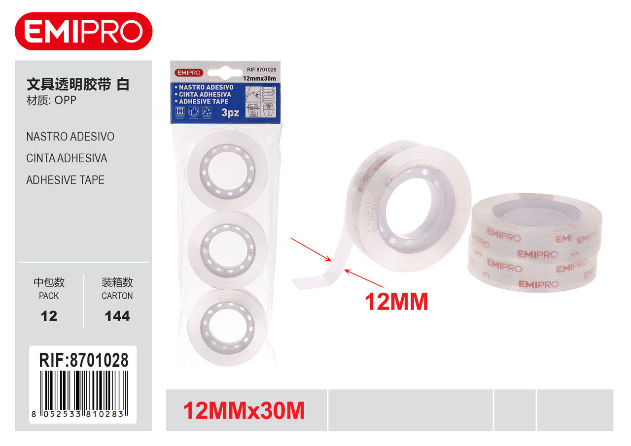 Emi NASTRO ADESIVO 3PZ 12MM*30M