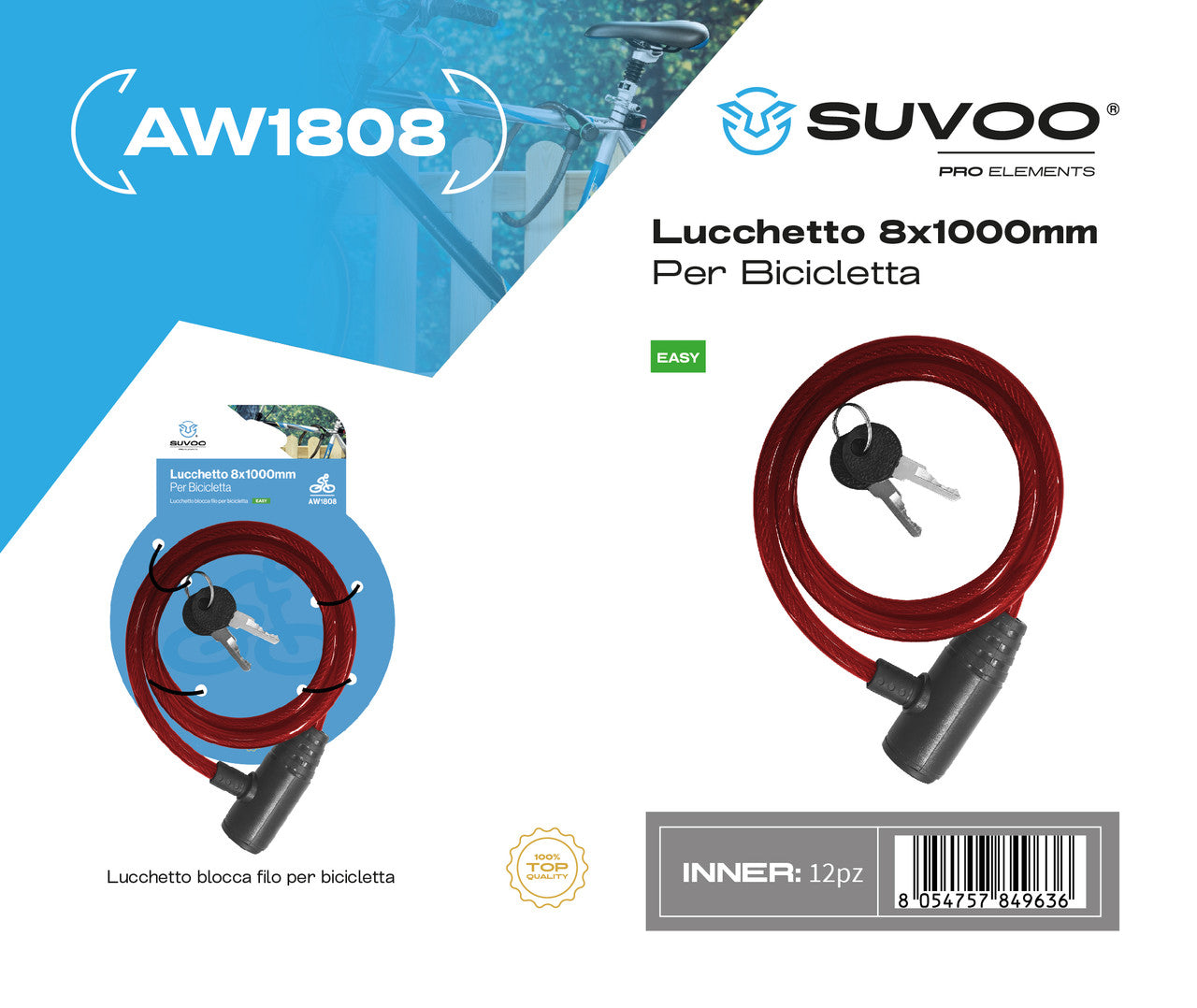 LUCCHETTO PER BICI 10*1000MM