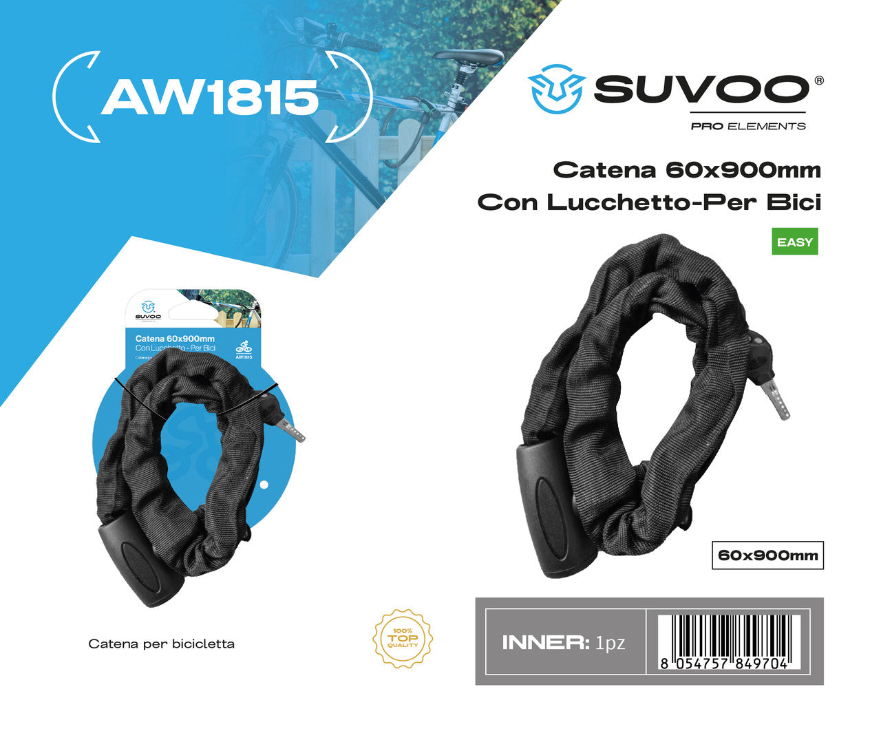 Lucchetto per bicicletta con catena in tessuto 6*900MM