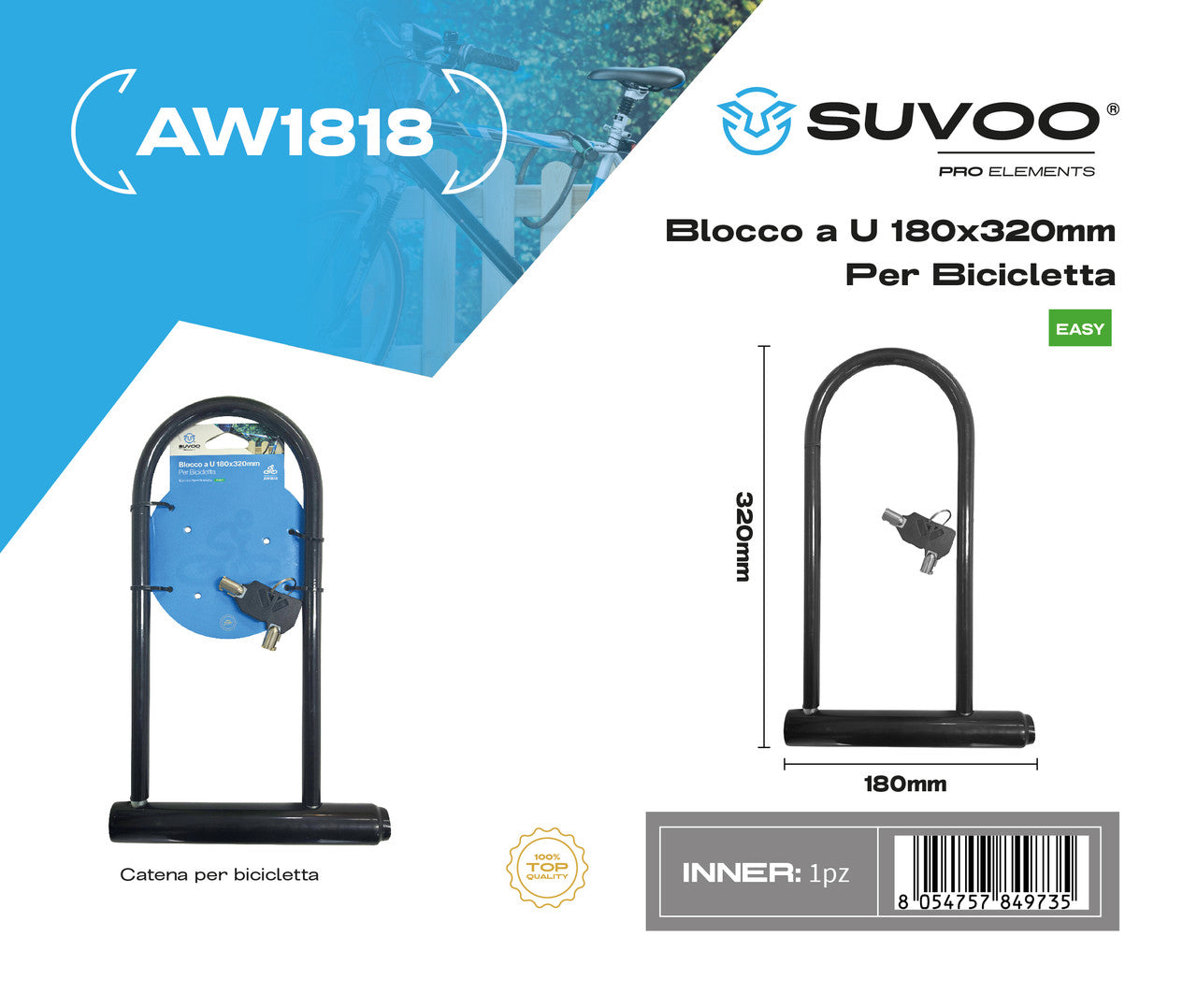 Lucchetto per bicicletta a forma di U 180*320MM