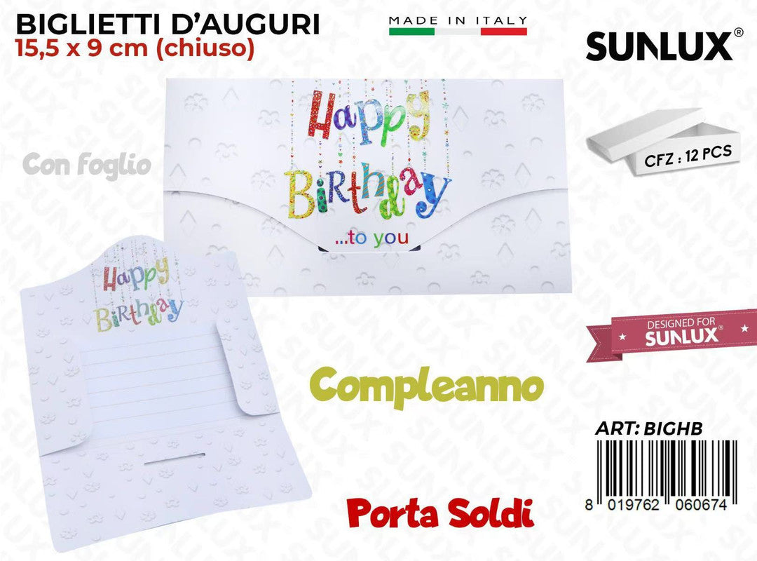 BIGLIETTI P.SOLDI HAPPY BIRTHDAY 15.5*9CM