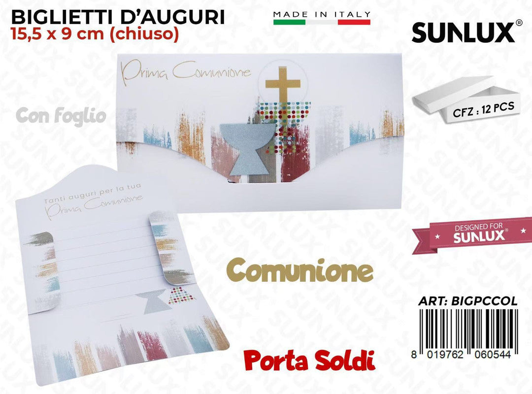 BIGLIETTI P.SOLDI COMUNIONE 15.5*9CM