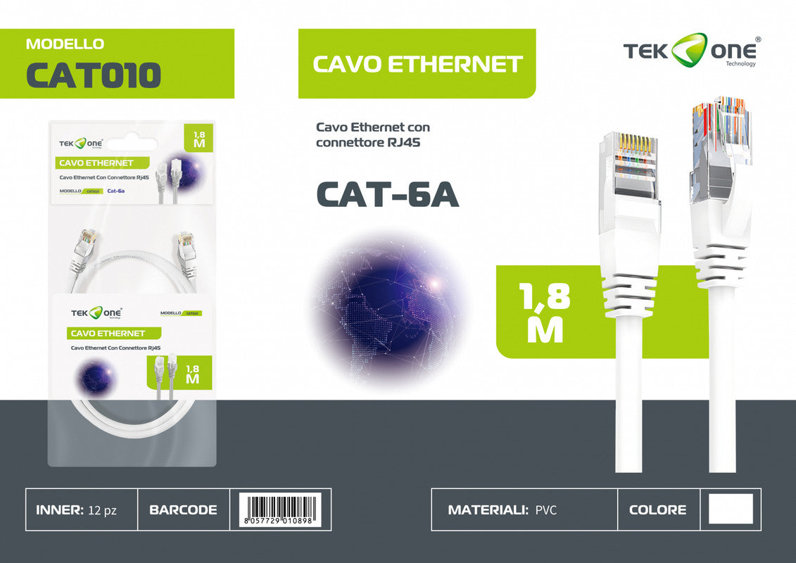 CAVO ETHERNET RJ45 CAT-6A 1.8M
