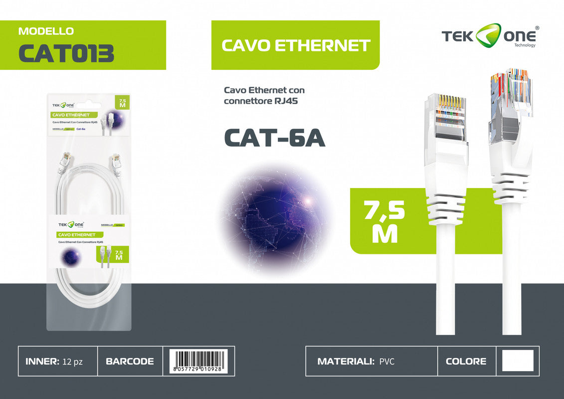 CAVO ETHERNET RJ45 CAT-6A 7.5M