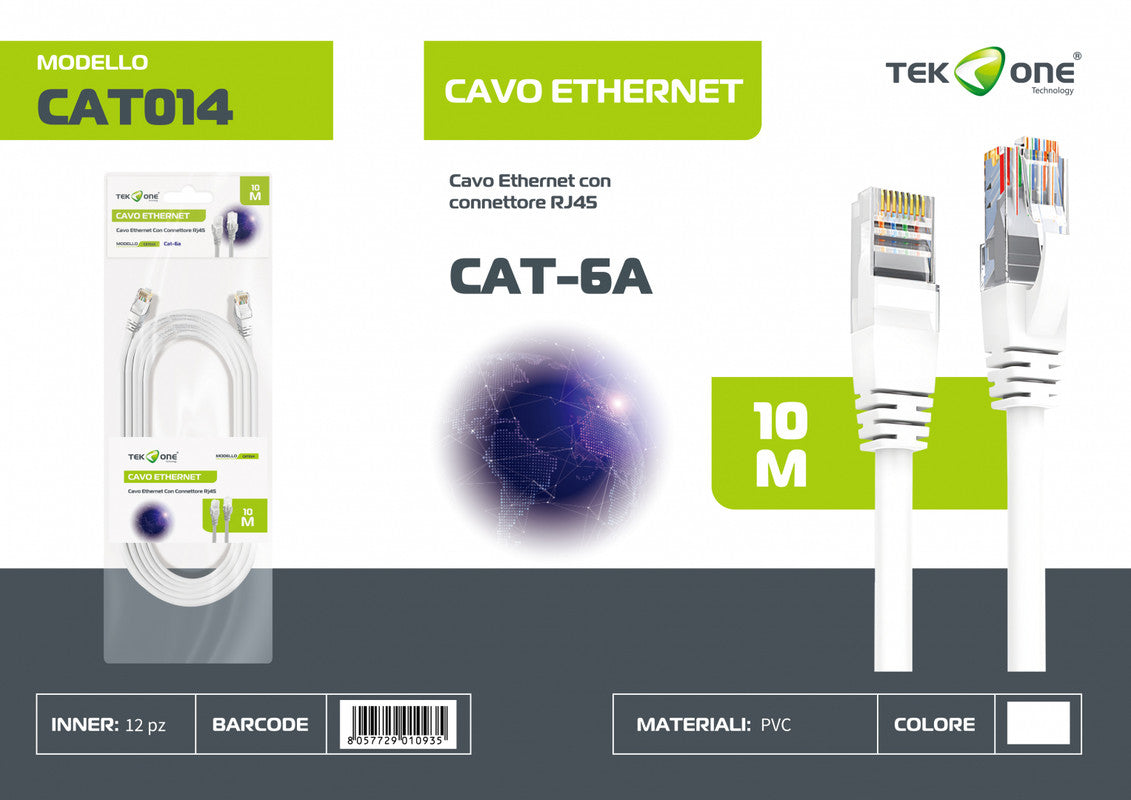 CAVO ETHERNET RJ45 CAT-6A 10M