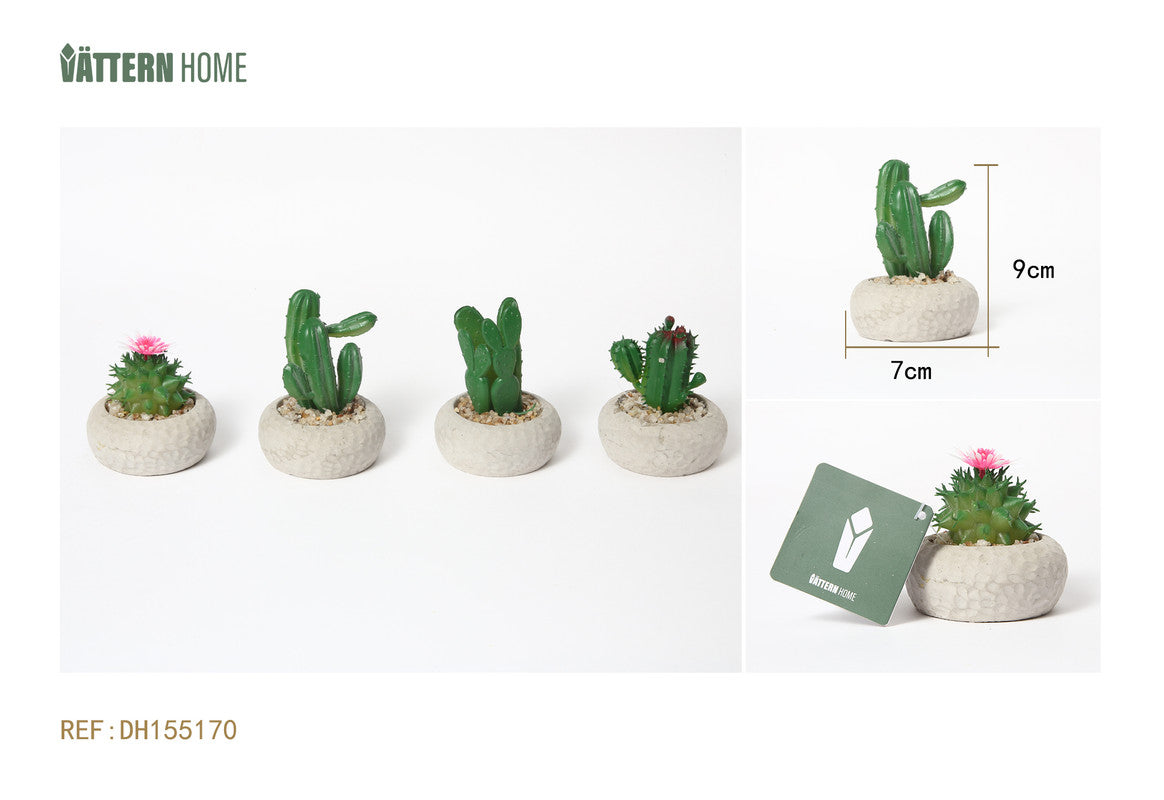 Mini Cactus Artificiale in Vaso di Cemento