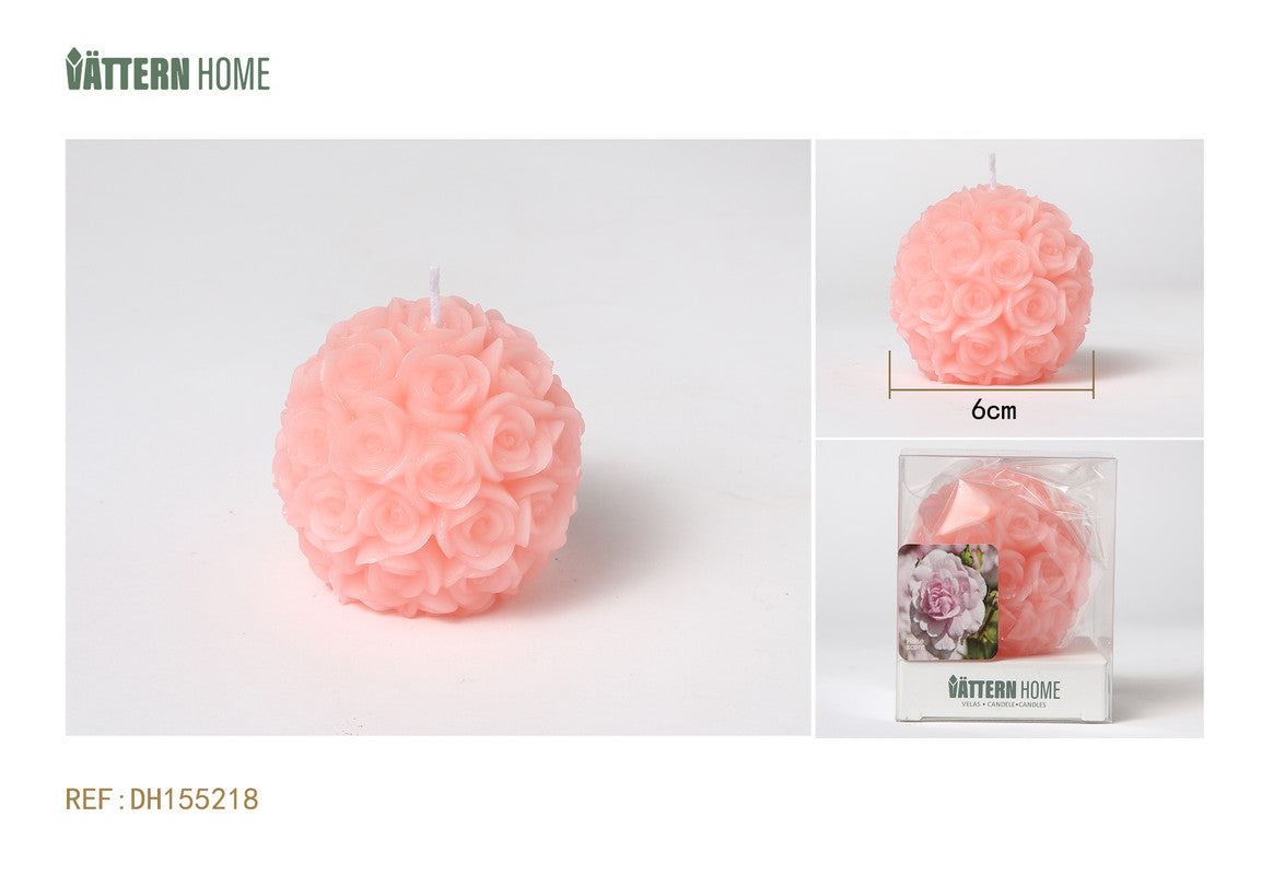 Candela Profumata Sferica con Rose – Fragranza Floreale Delicata