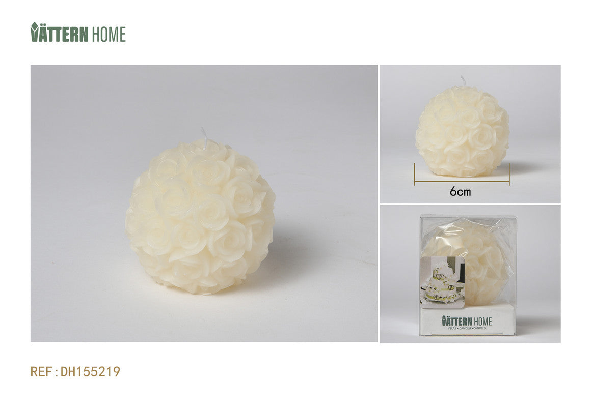 Candela Profumata Sferica con Rose – Fragranza Dolce e Floreale