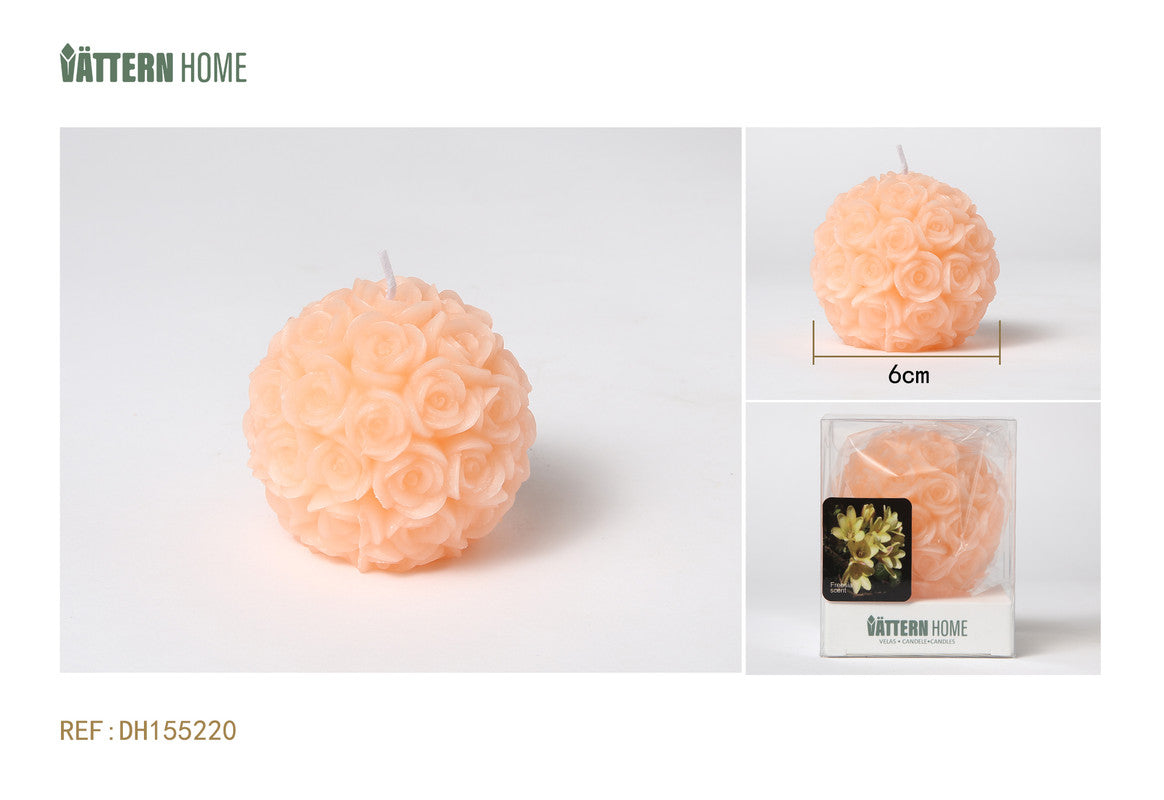 Candela Profumata Sferica con Rose – Fragranza Floreale