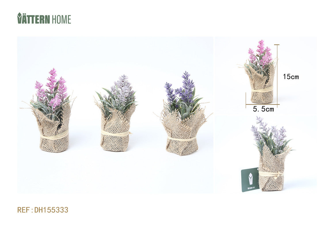 Mini Lavanda Artificiale con Sacchetto in Juta