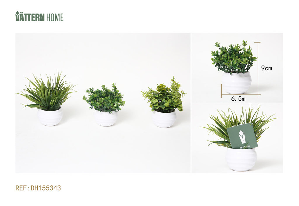 Mini Pianta Artificiale in Vaso Tondo